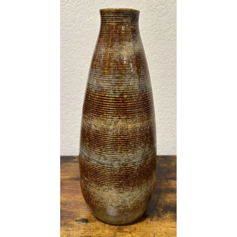 Large Vintage MCM Glazed Studio Pottery /Ceramic Vase numbered 0543